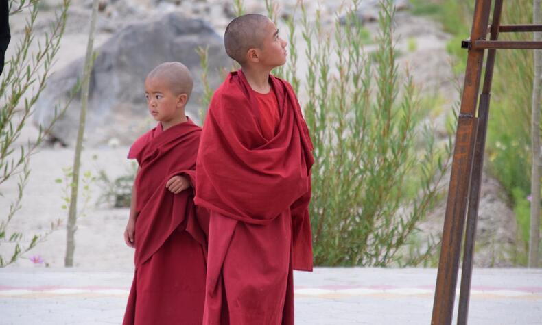travel remote luxury to Ladakh India monks.