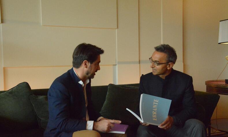 Sonu Shivdasani and Gonzalo Gimeno, managing partner of Elefant Travel, during our interview in Madrid. Sonu Shivdasani. Sustainable luxury in Maldives Soneva