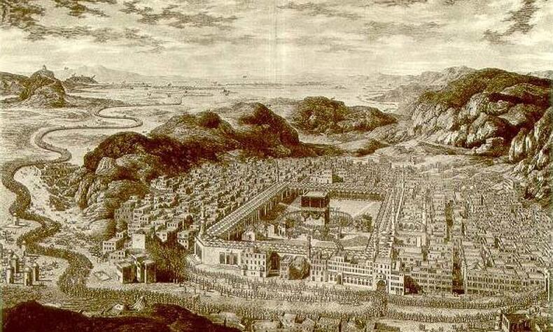 Burton's mastery of the Muslim language and customs enabled him to make the pilgrimage to Mecca as a Muslim in the mid-19th century. mecca in 1850