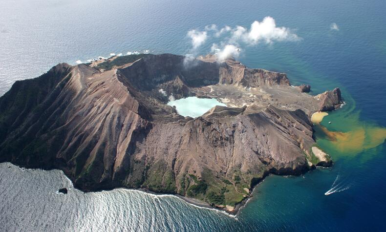 White Island volcano in the background.