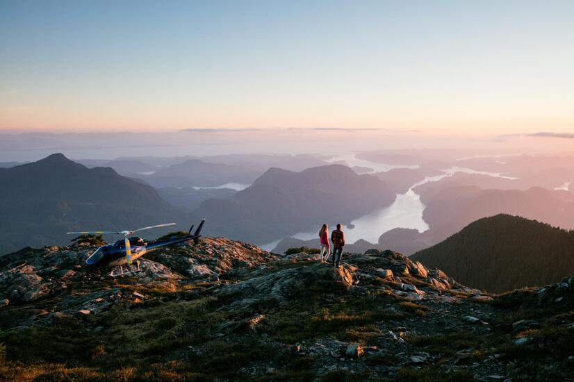 remote luxury helicopter travel Rocky Mountains Canada