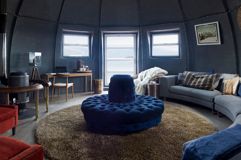 Interior of the lounge of one of the igloos. Photo: White Desert. white deseert remote travel antarctica