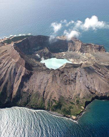 White Island volcano in the background.