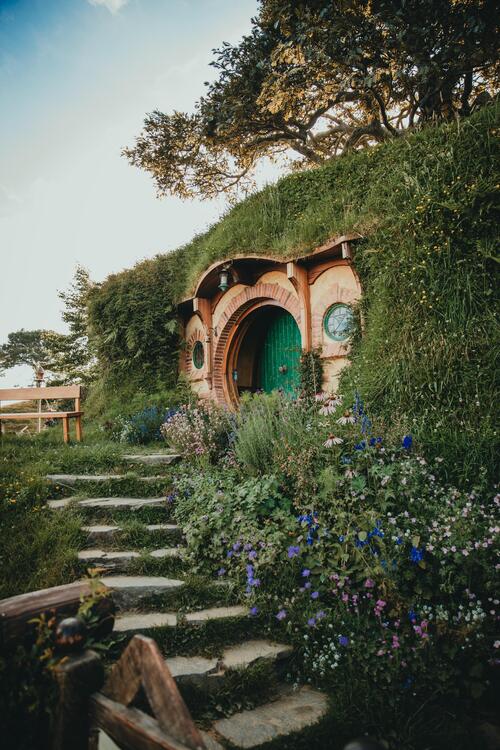 Door of one of the houses in the village of Hobbiton, New Zealand. Photo: Nate Johnston. hobbiton new zealand