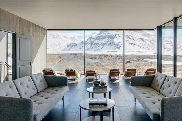 Panoramic views from inside Deplar Farm. luxury skiing experience Iceland