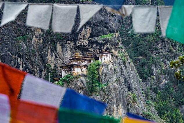 Taktstang is a monastery located on a cliff in the Paro valley, at 3,120 meters. Its name means "Tiger's Nest". luxury travel butan takstang tiger nest Bhutan Happiness