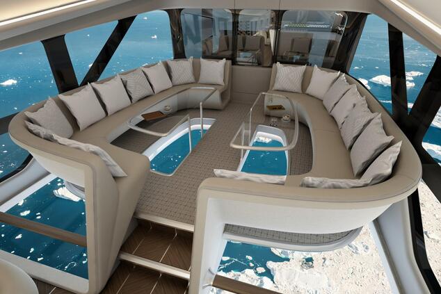 travel luxury blimp north pole arctic remote north pole oceanSky.