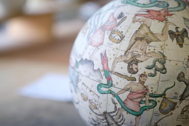 Some of the orders are for celestial globes, such as this one showing the constellations of the zodiac. Photo: Andy Lockley. craftsmanship luxury bellerby globemakers london
