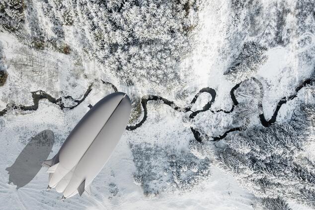 travel luxury blimp north pole arctic remote north pole oceanSky.