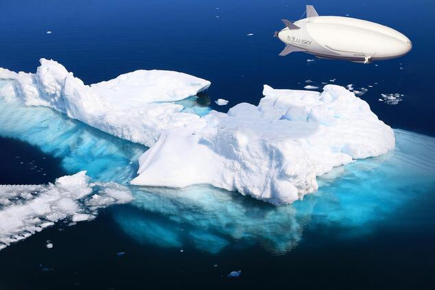 The airship will make a journey between Svalbard and the North Pole for approximately 36 hours. Photo: OceanSky. luxury travel north pole blimp oceanSky