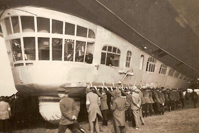 The Graf Zeppelin completed its first round-the-world voyage after 21 days of travel. Lady Grace Drummond-Hay Graf Zeppelin