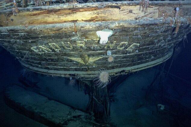 The wreckage of the Endurance rested on the seabed, 7.5 kilometers from the position where Captain Frank Worsley recorded its sinking, in the Weddell Sea in 1915. endurance ernest shackleton antarctica