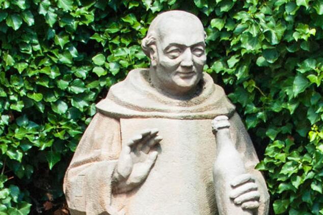 Sculpture of Dom Pérignon in the village of Hautvillers. dom perignon monk
