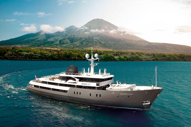 The Aqua Blu yacht takes an exclusive 7-day cruise in the Raja Ampat archipelago. aqua blu raja ampat luxury yacht