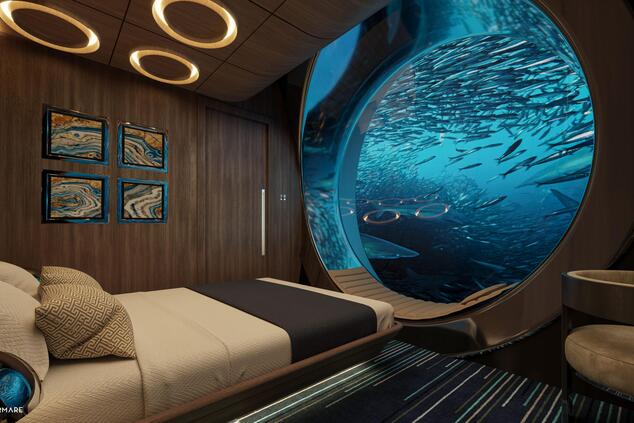 Visualization of what could be a cabin on board.
