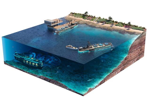 This is what a small submarine port could look like. Submarine port