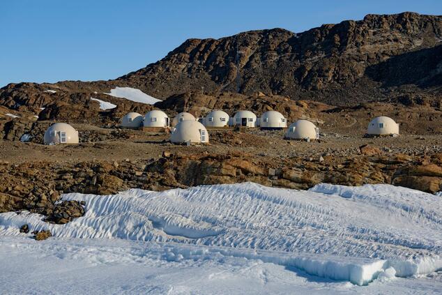white desert antarctica camp.