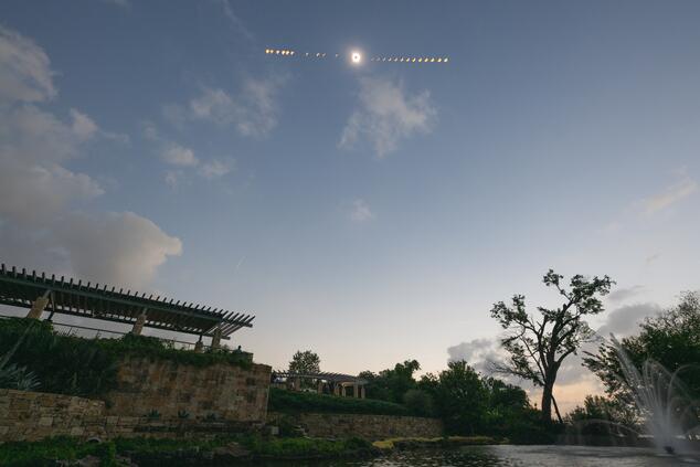 Multiple exposure of the eclipse over Dallas in 2024. Photo: NASA, Keegan Barber. Eclipse NASA Keegan Barber