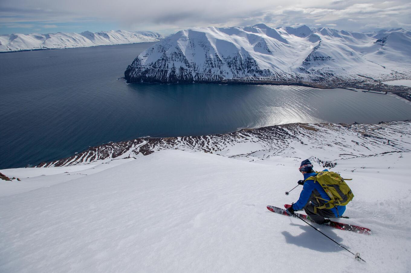 The thrilling experience of oceanfront skiing in Iceland. luxury skiing experience in Iceland