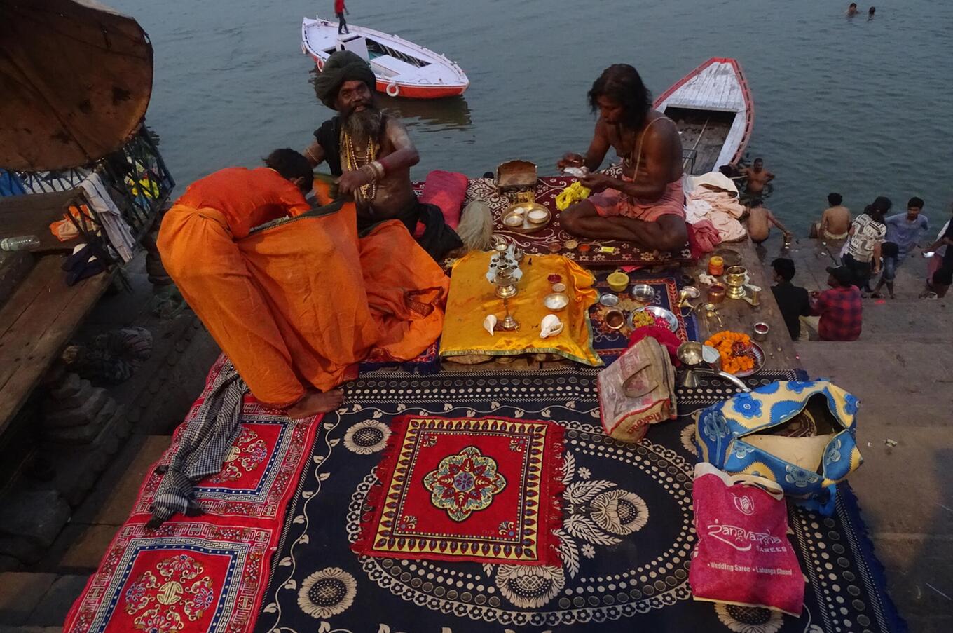 Religious ritual on the banks of the Ganges River, in the city of Varanasi. luxury travel India Varanasi ceremony