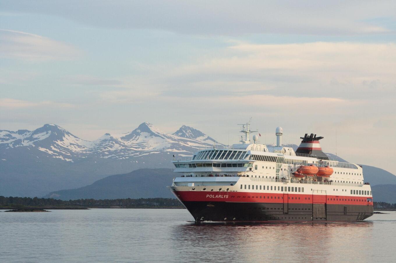 The full round trip Bergen-Kirkenes-Bergen takes 12 days. luxury cruise norwegian fjords hurtigruten cruising merchant ship
