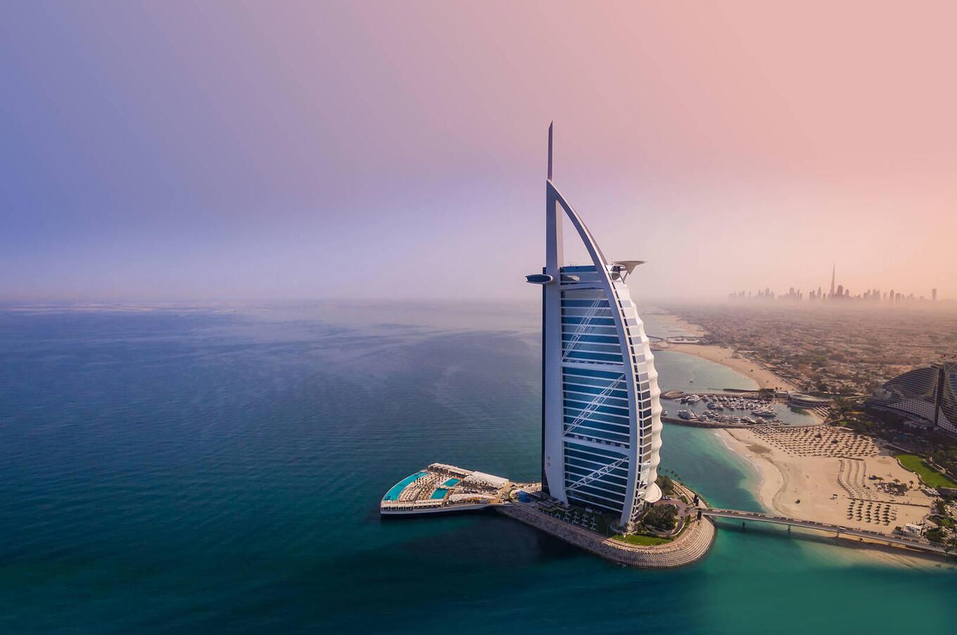 The Burj Al Arab in Dubai is considered the most luxurious hotel in the world. burj al arab luxury hotel dubai