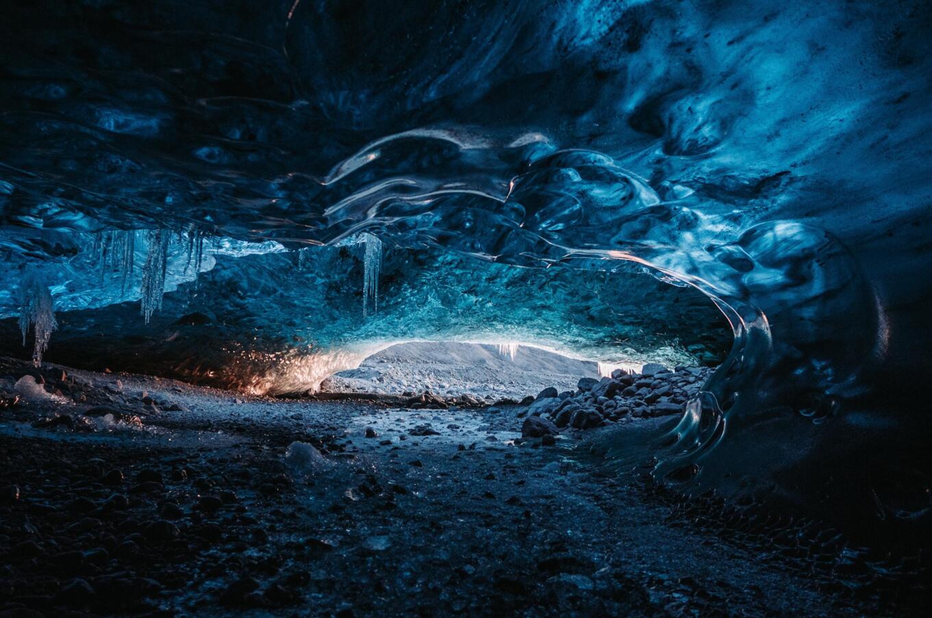 Cave under the glacier. Photo by Mark Olsen.