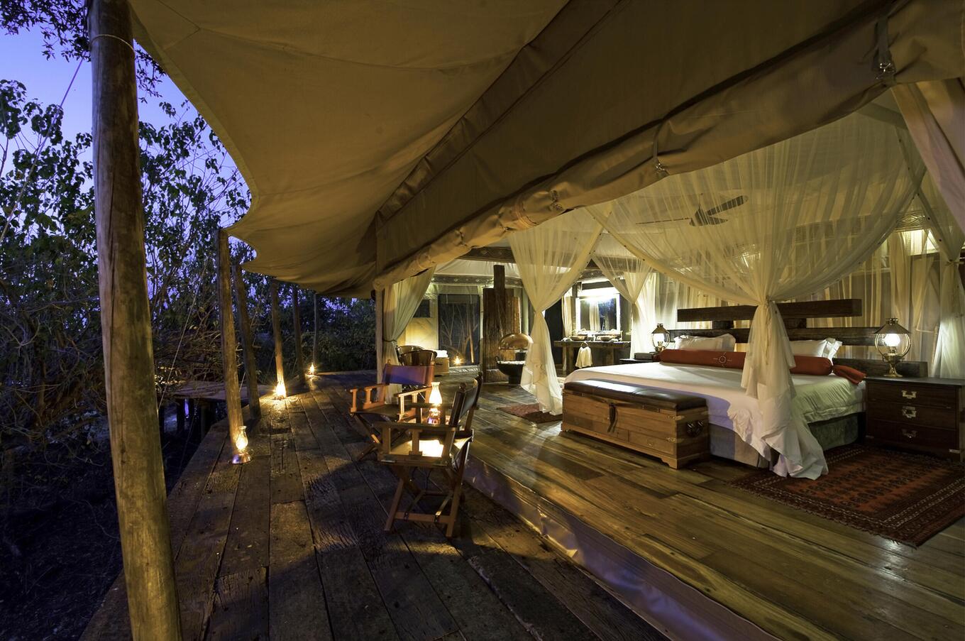 Zarafa Camp in a private conservation area in Botswana.