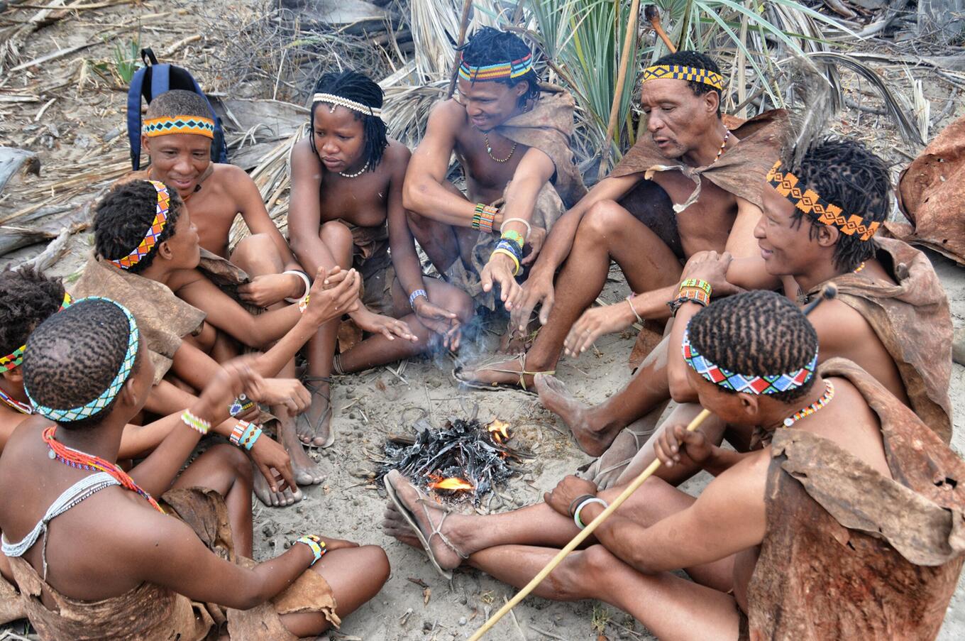 San Bushman community in the Kalahari Desert.  