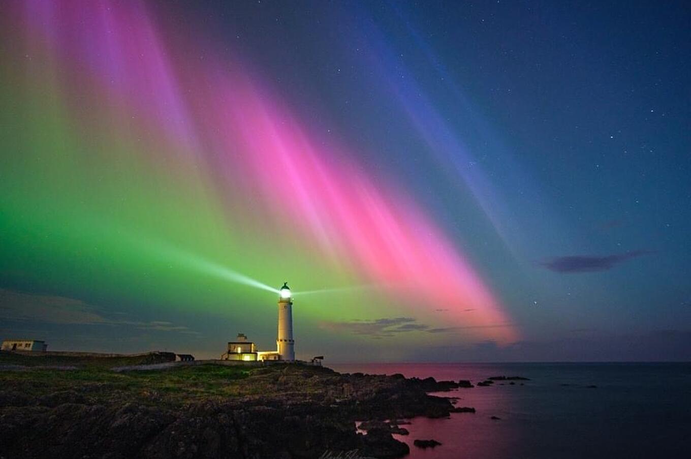 Aurora Borealis in a lighthouse built in 1815 Photo: Mark Shannon