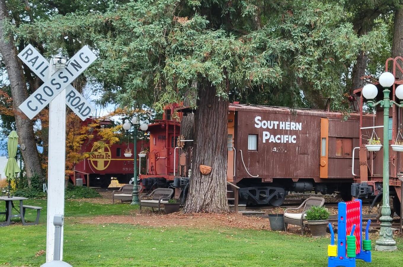 Repurposed wagons to make rooms. Photo: Amber L Image wagons