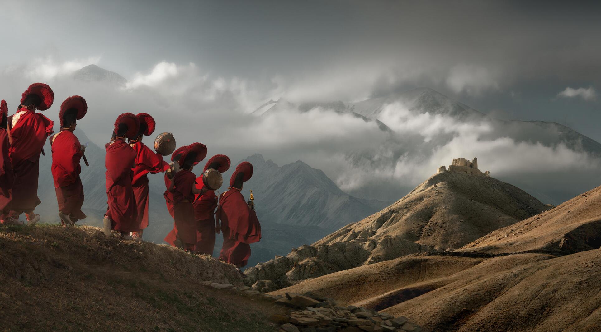 Monks in mustang nepal