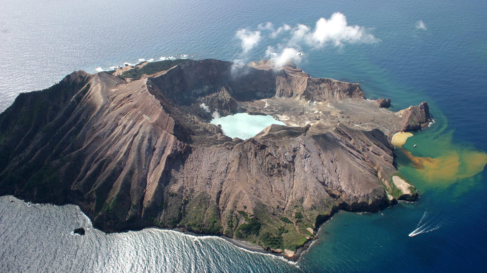 White Island volcano in the background.