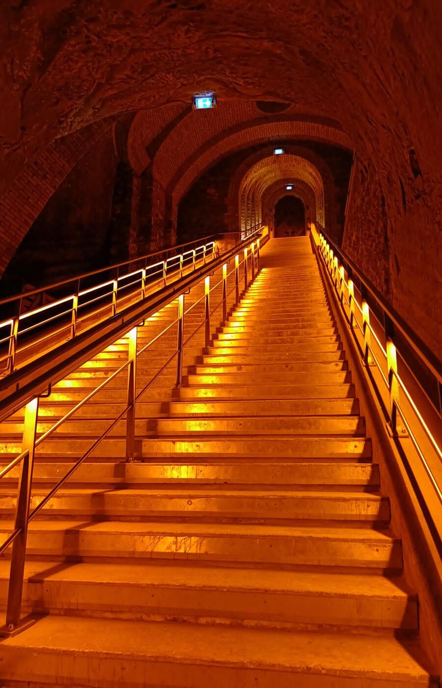 The Veuve Cliquot cellars are located about 25 meters deep, inside a large limestone quarry. veuve cliquot reims winery
